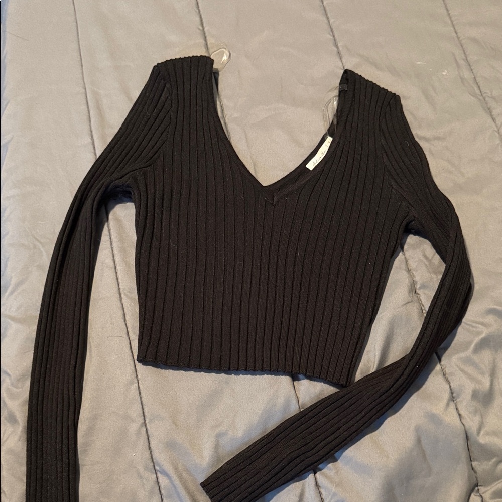 Active USA Black Ribbed Knit Top size Small